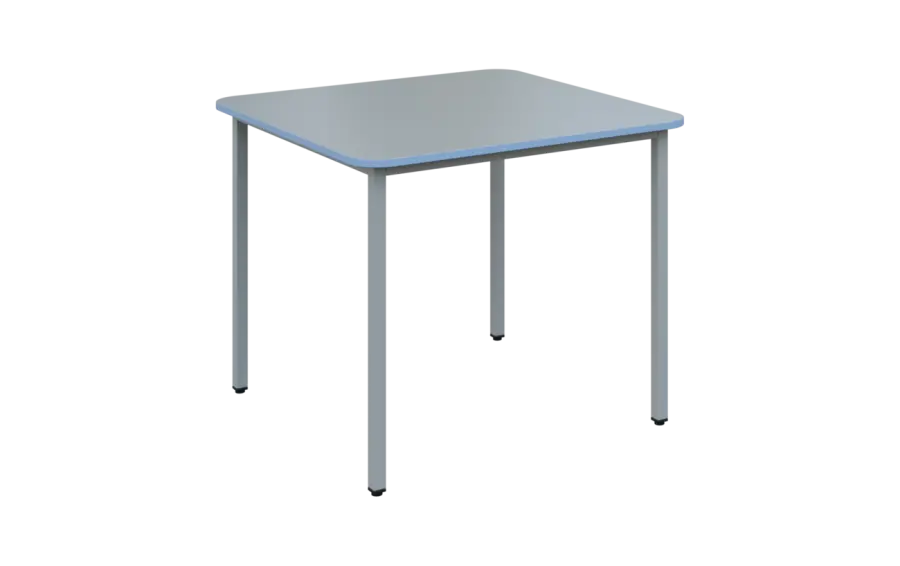 JSBR 90N Jídelní stůl 900 x 900 mm, deska šedá s hranou blankyt / podnož stříbrná